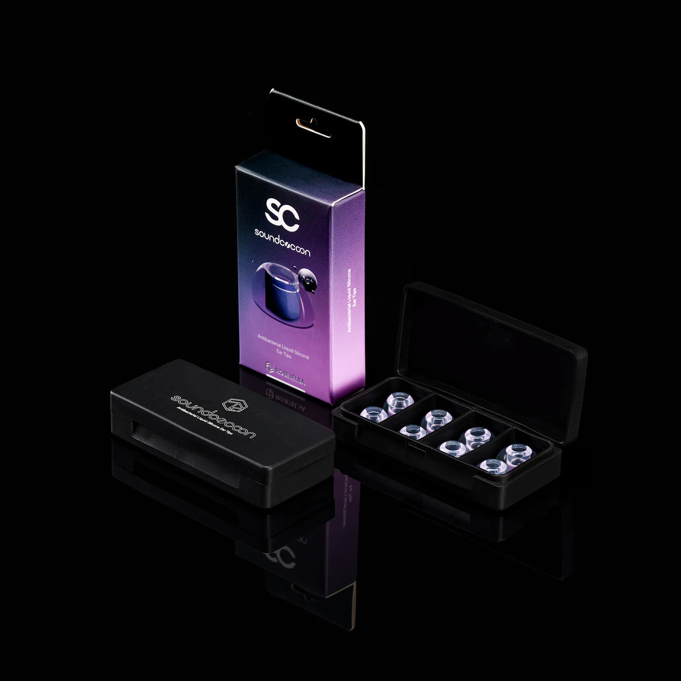 ROSESELSA SoundCocoon Liquid Silicone Eartips 4 Sizes Purple Color for IEM Earphone