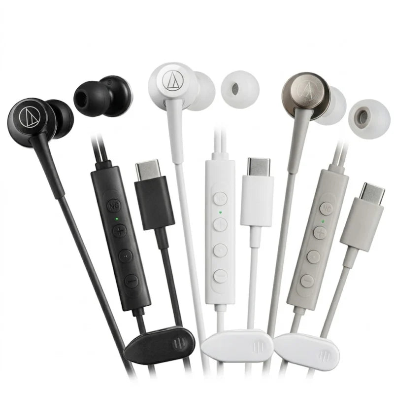 Audio‑Technica ATH‑CKD7NC Noise‑Cancelling In‑Ear Earphones with USB‑C – Hybrid ANC, Hi‑Res 11 mm Drivers, 24‑bit/96 kHz DAC, ENC Mic, Zero‑Latency Wired Earbuds for Smartphone, Laptop & Nintendo Switch