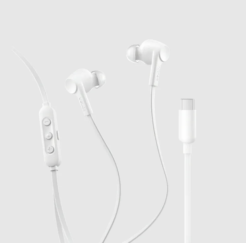 Belkin SoundForm ANC Wired Earbuds (USB-C) G3H0003 – Active Noise Cancelling In-Ear Earphones with Mic, Hi-Res Audio, Tangle-Free Cable, EQ Presets, Sweat-Resistant, for iPhone, Android & USB-C Devices