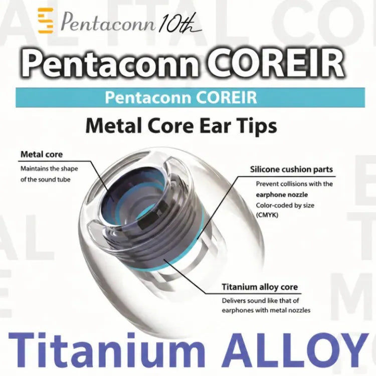 Pentaconn COREIR Ti ALLOY Titanium Ear Tips for IEMs 4 Sizes