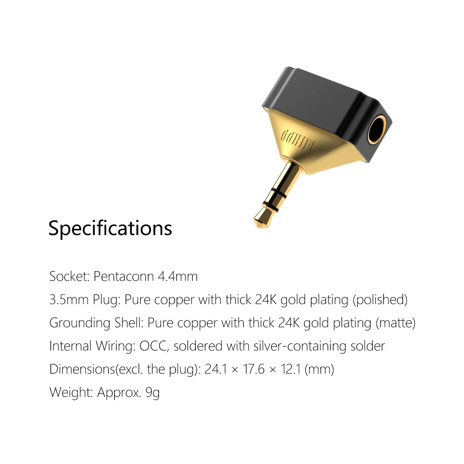 DDHiFi DJ44 Gold Adapter with 4.4mm Female to 3.5mm Male Black Gold Edition for DIgital Audio Player DAP