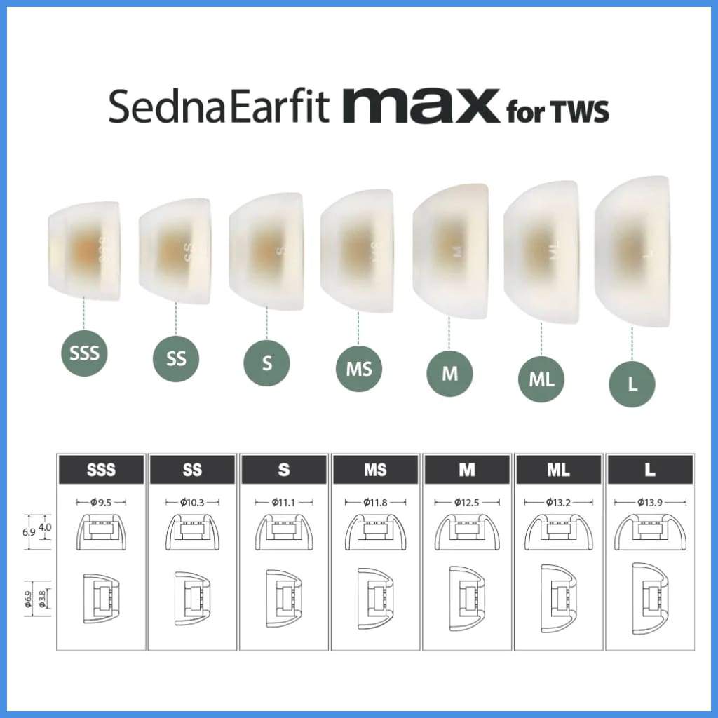 Azla Sedna Earfit Max Eartips For In-Ear Monitor Iem True Wireless Airpods Pro Earphone Eartip