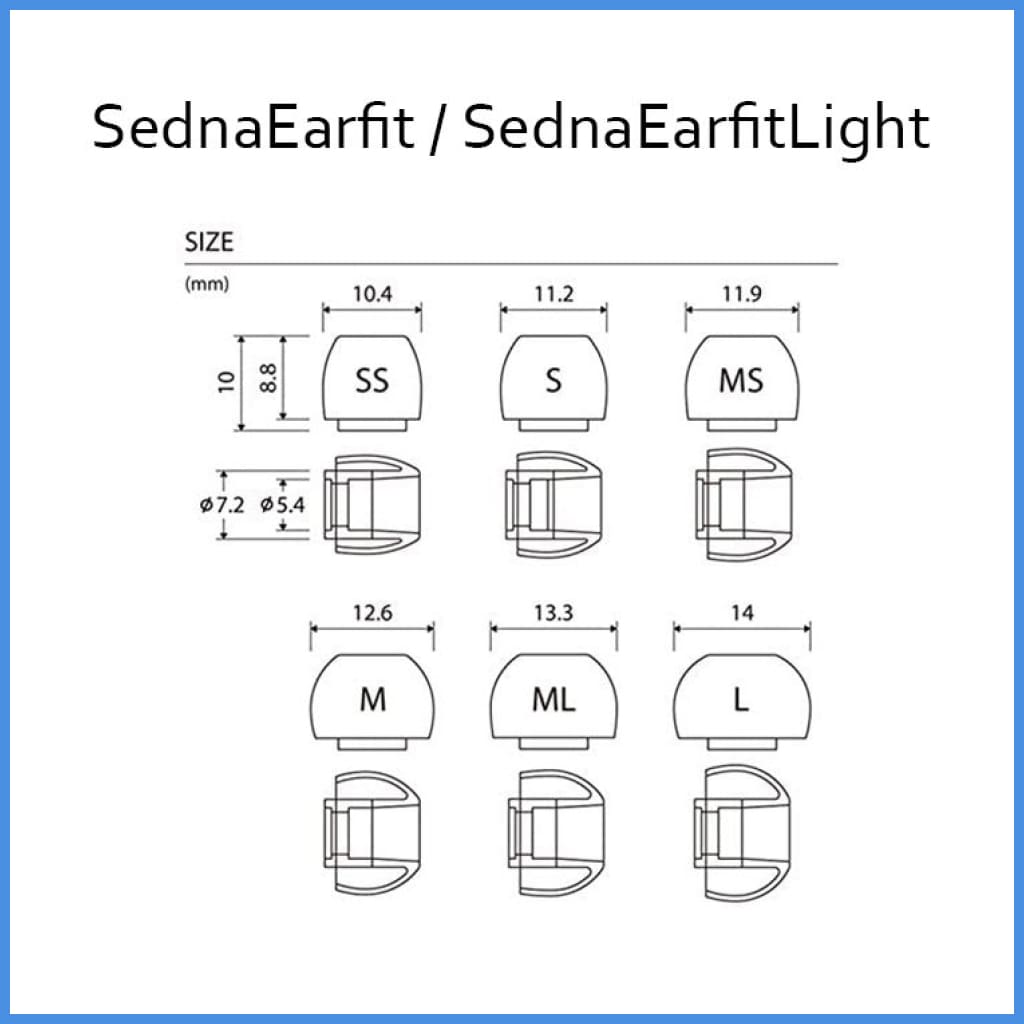 Azla Sedna Earfit Silicon Eartips 6 Sizes For In-Ear Monitor Iem Earphone Eartip