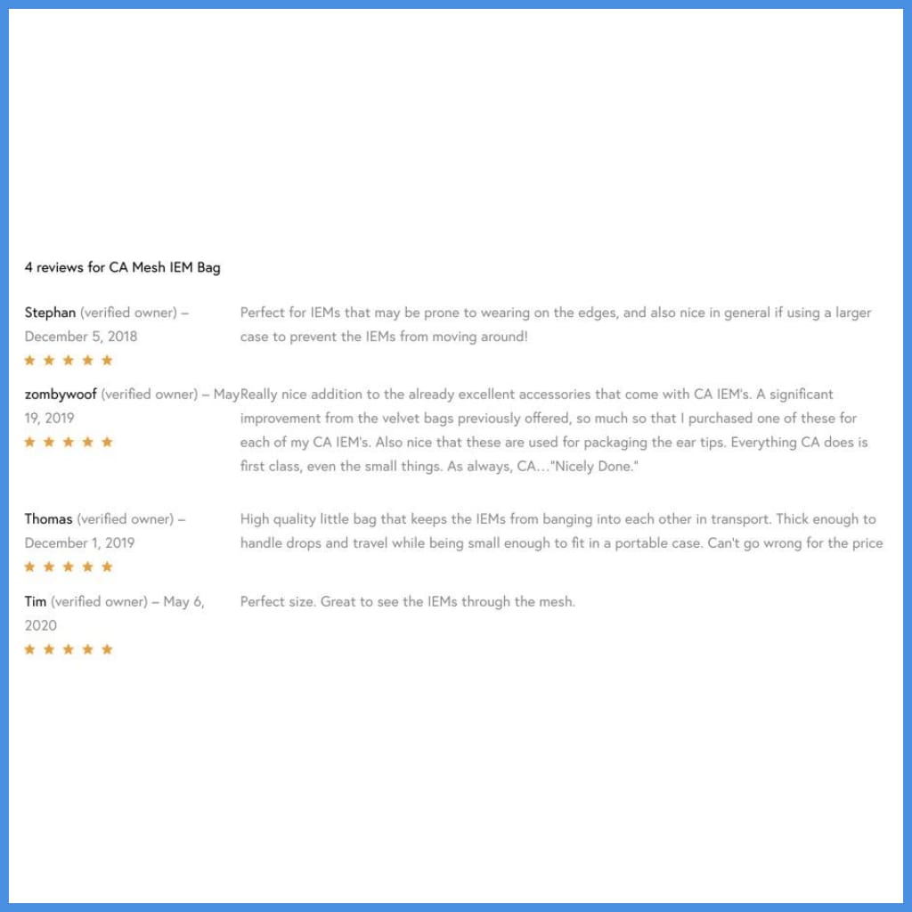 Campfire Audio Mesh Bag For In-Ear Monitor Earphone Iem Case