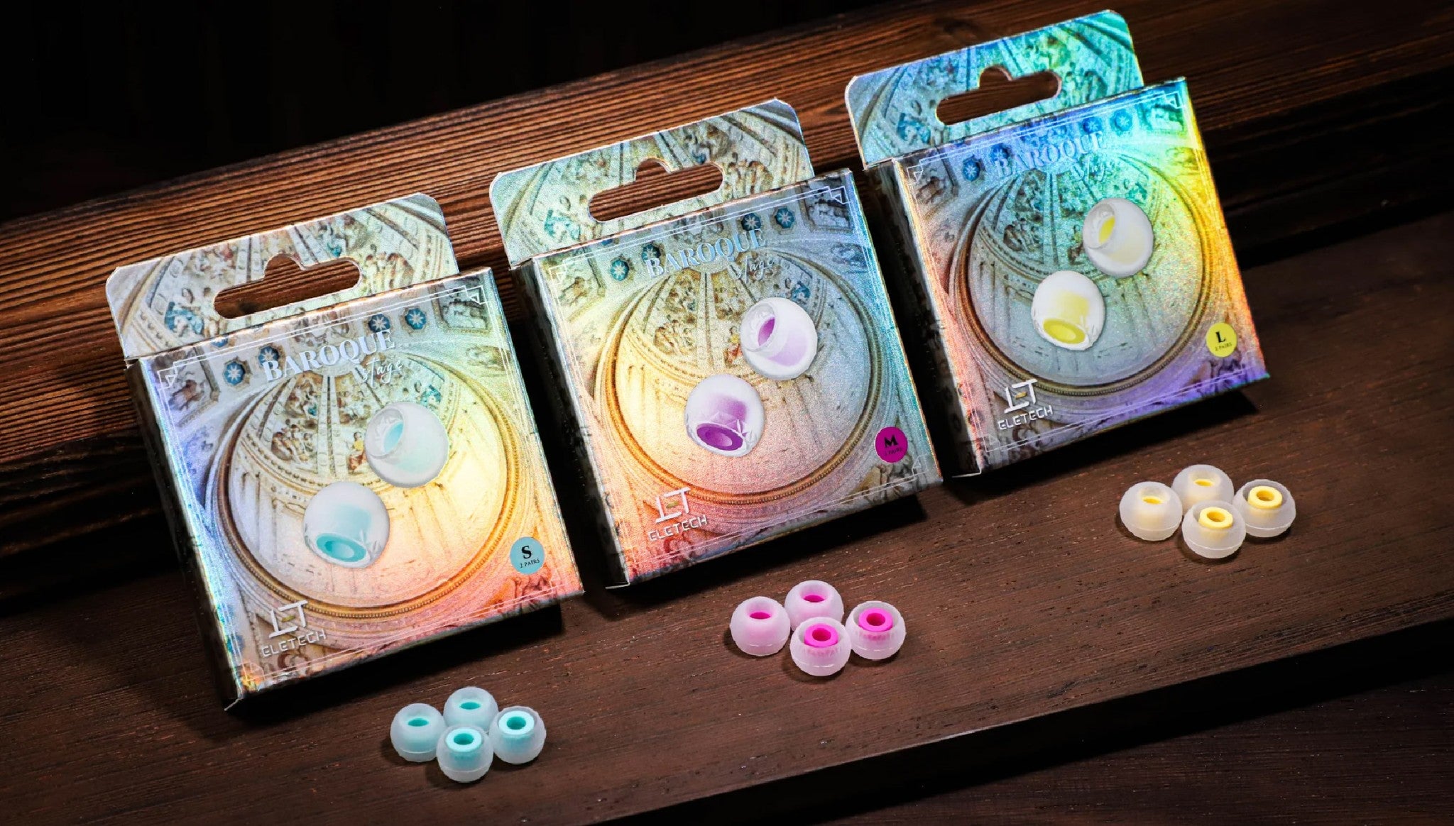 ELETECH Baroque Stage Wide Bore Silicon Eartips for In-Ear Monitor IEM Earphone 2 Pairs