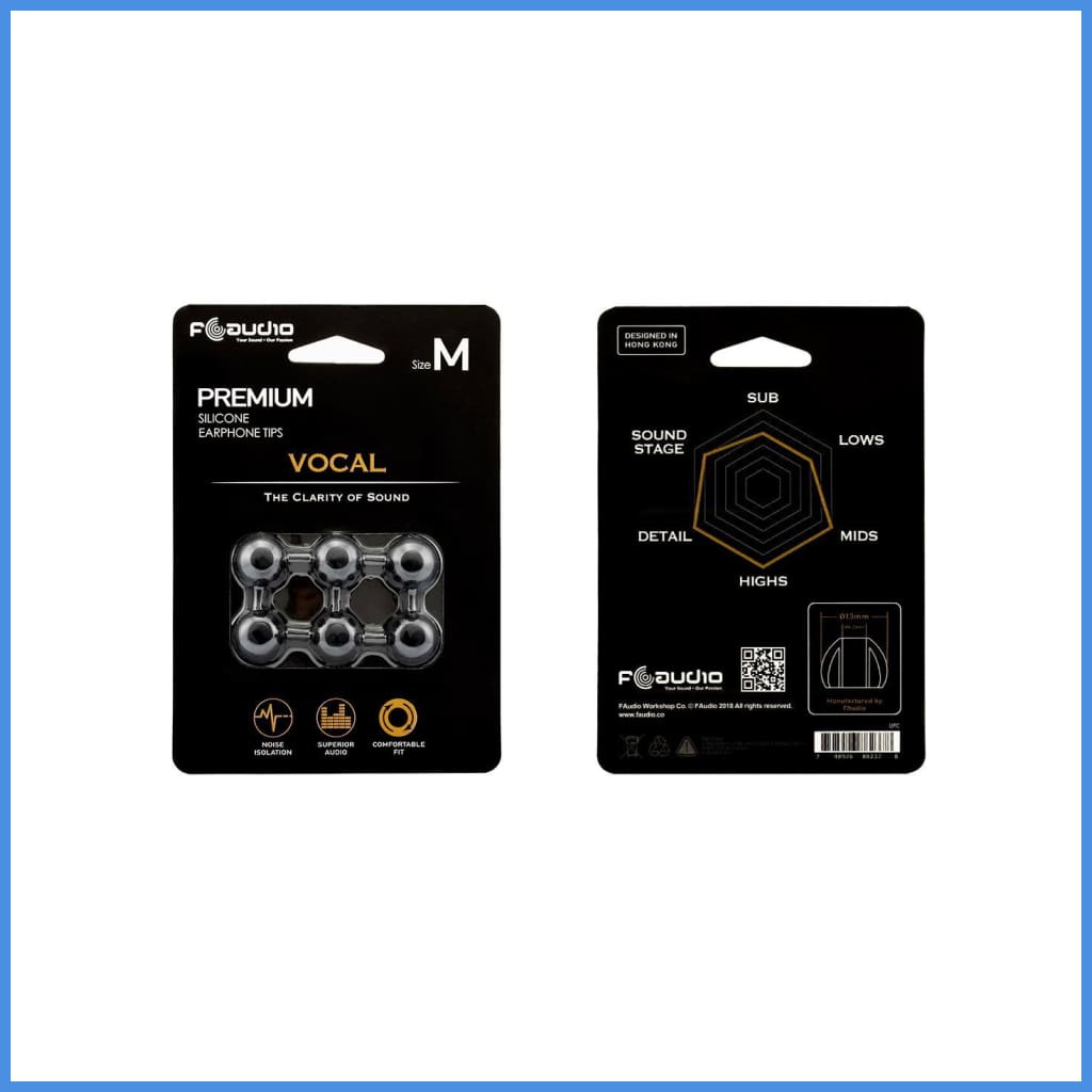 Faudio Vocal Eartips Silicon 3 Pairs Black Medium M / Eartip