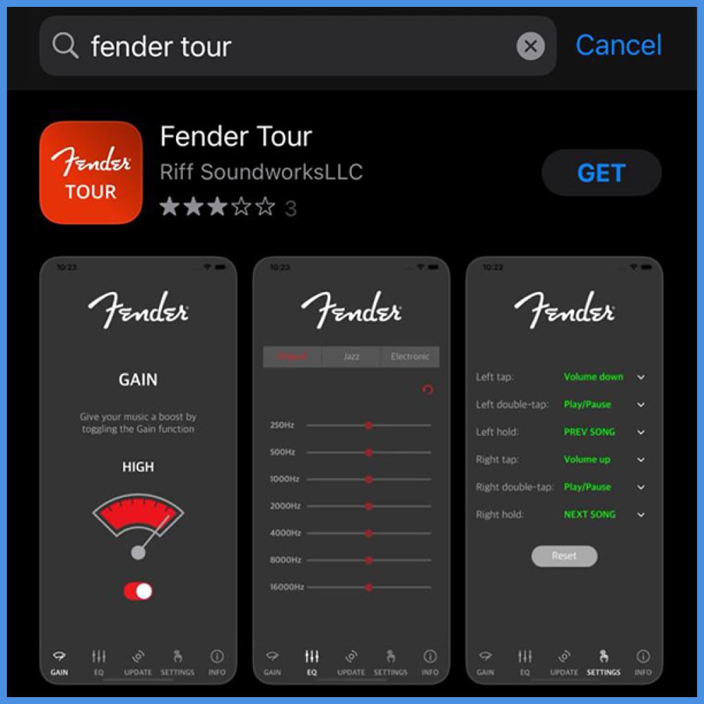 Fender Tour True Wireless Bluetooth Earphone Black Red 2 Colors