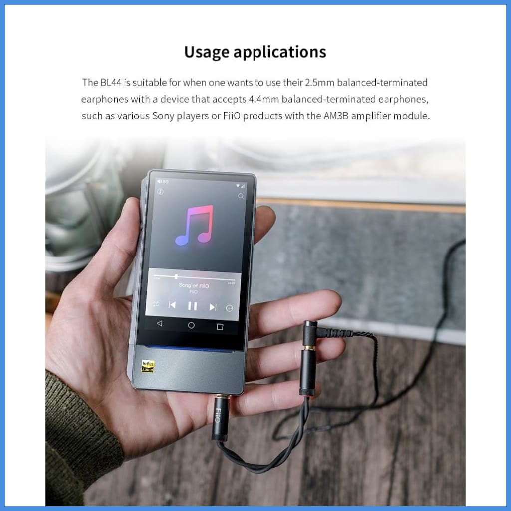 Fiio Bl44 4.4Mm Male Balanced Trrrs To 2.5Mm Female Trrs Adapter 8Cm