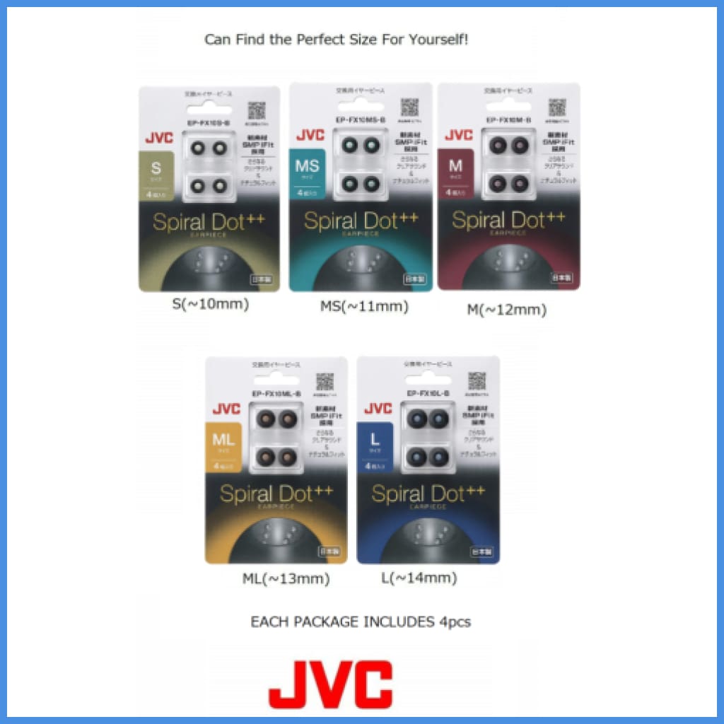 Jvc Spiral Dot ++ Silicon Earphone Eartips 3 Sizes Small Medium Large 2 Pairs Eartip
