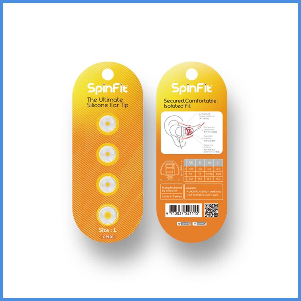 Spinfit Cp100 Single Flange Silicon Eartips New Version 2019 Large (L) Eartip