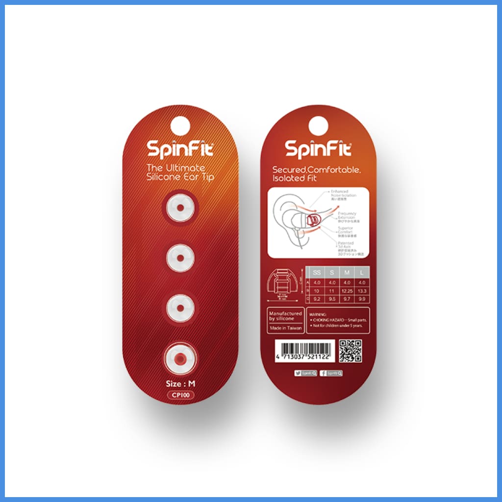 Spinfit Cp100 Single Flange Silicon Eartips New Version 2019 Medium (M) Eartip