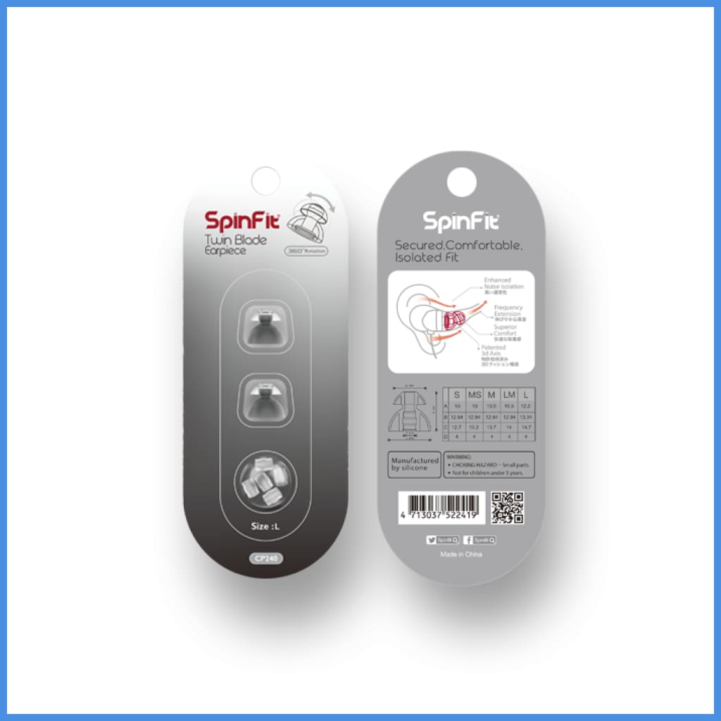 Spinfit Cp240 Eartip Double Flange One Pair Large (L) Eartip
