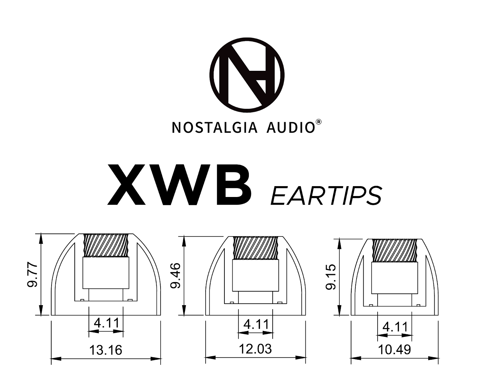Nostalgia Audio XWB Extra Wide Bone Silicon Eartips 3 Pairs Per Pack SML 3 Sizes