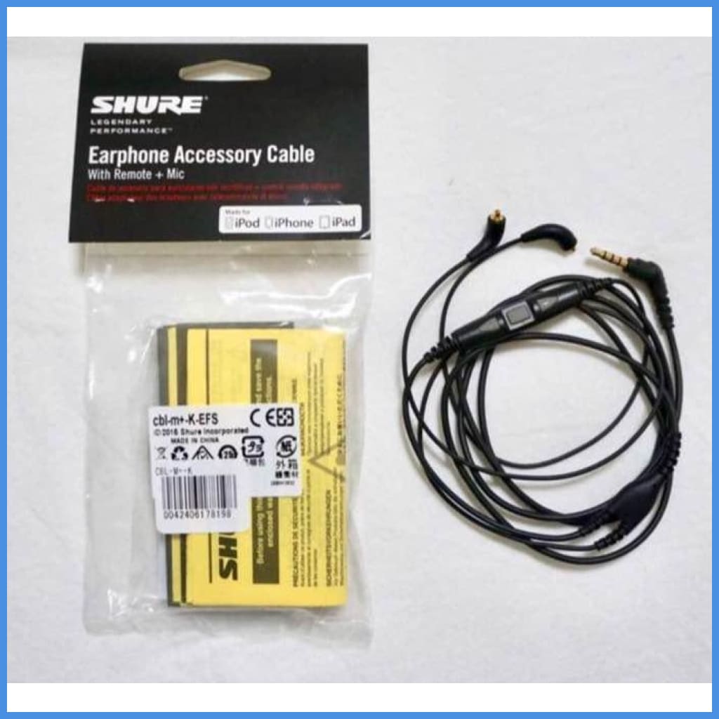 Shure Cbl-M+-K-Efs Mmcx Cable With In-Line Remote And Mic For 3.5Mm Earphones Upgrade