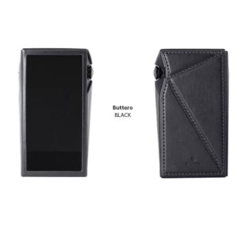 Dignis case for AK SP3000M Black leather wallet with a minimalist design on a white background
