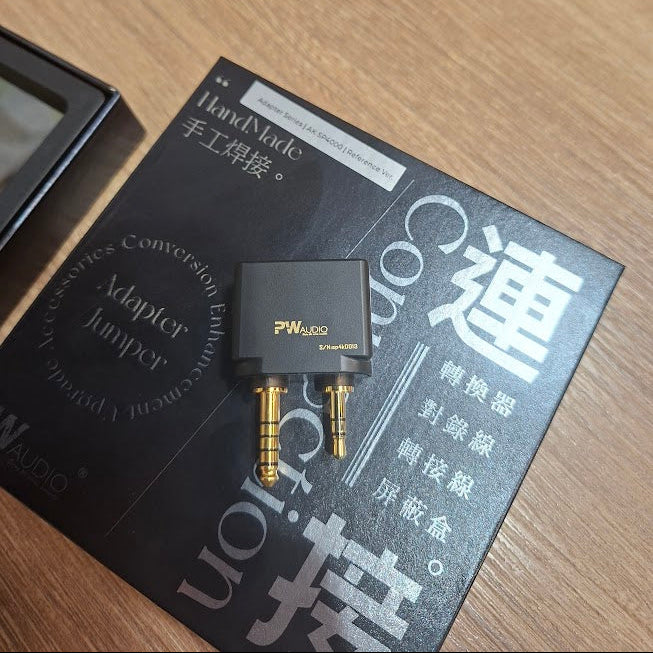 Small electronic adapter on a box with text and branding