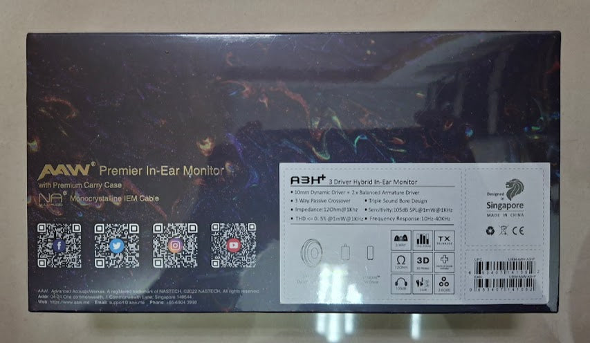 AAW A3H+ Hybrid Driver In-Ear Monitor IEM Earphone with 3.5mm Silver Plated Copper Cable