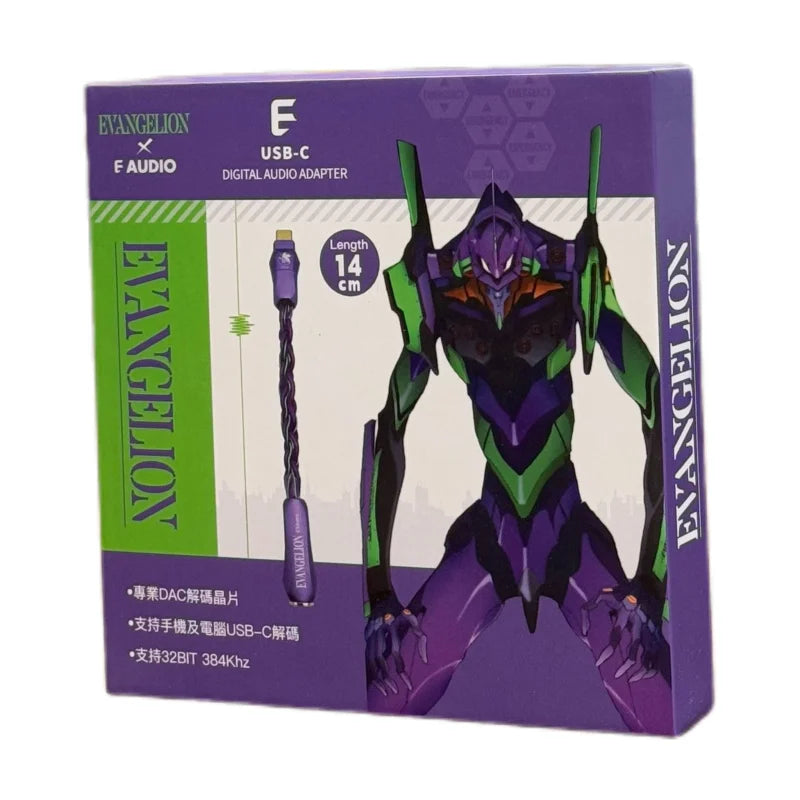 E AUDIO x EVANGELION EVA Type-C to 3.5mm DAC Amplifier Cable Purple Red Colors