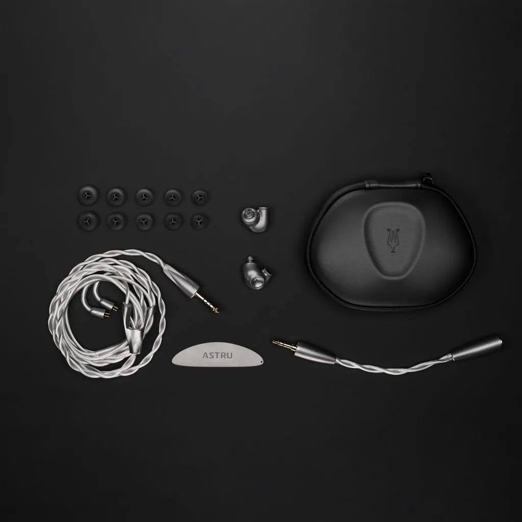 Meze Audio ASTRU Titanium Single Dynamic Driver IEM – 10mm Gold-Coated Diaphragm, Full Titanium CNC Shell, LC-OFC 4.4mm Balanced Cable, 5Hz-35kHz 32Ω Audiophile In-Ear Monitors