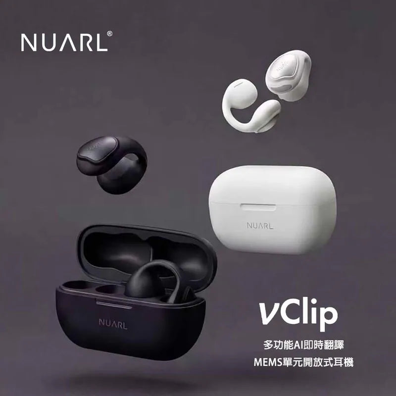 NUARL VClip Dual Driver Open-Ear Bluetooth 5.4 True Wireless Earphones Support AI Translation App
