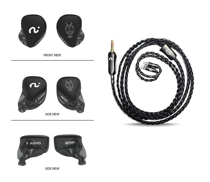 E AUDIO x Kamen Rider Five‑Driver Hybrid IEM Earphones – Limited Edition 4BA+1DD 3D‑Printed Resin, Silver‑Plated OFC Cable, 3.5mm / 4.4mm High‑Resolution Audiophile In‑Ear Monitors
