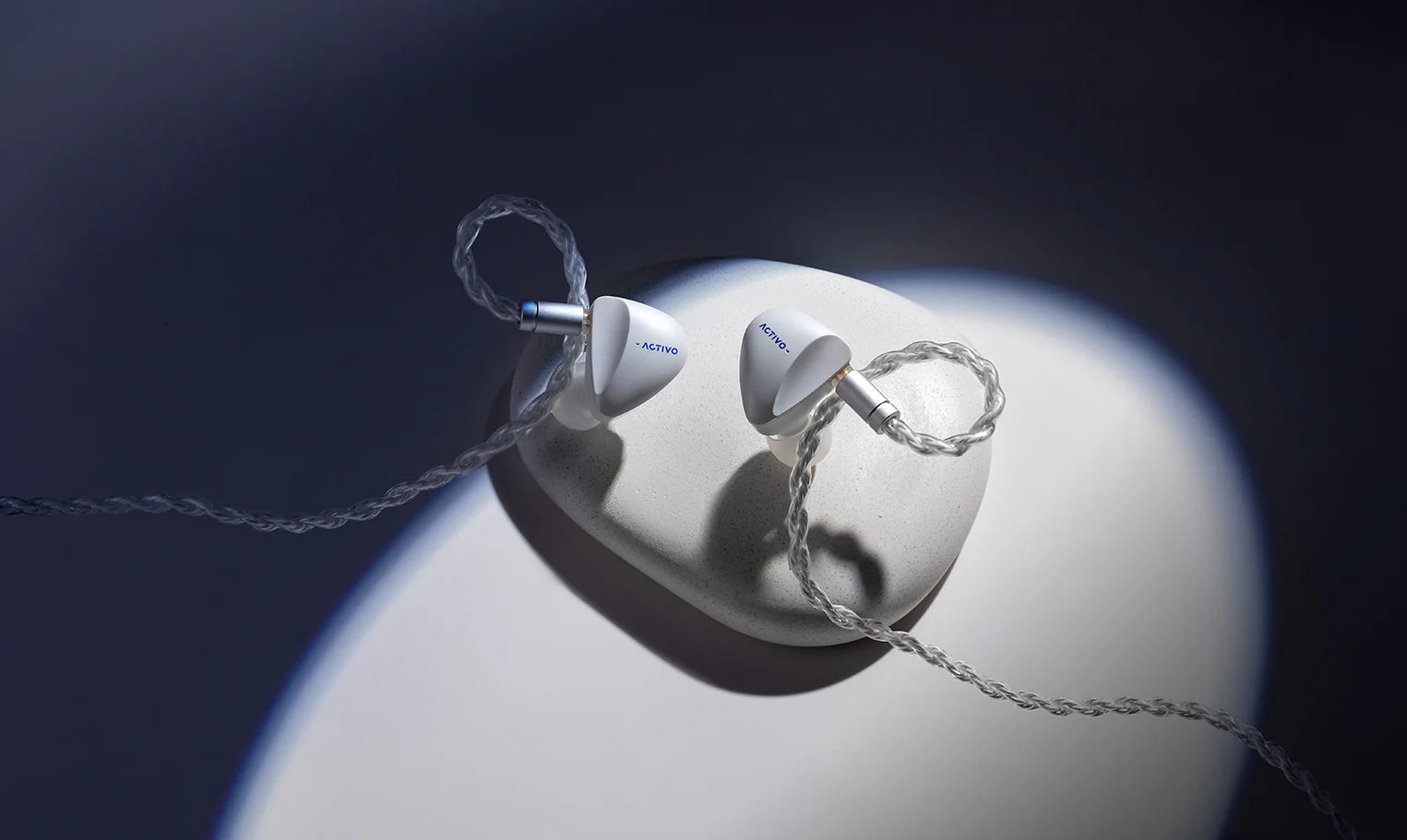 ACTIVO Scoop 5‑Driver Hybrid IEM – 3DD (8mm+2x6mm) + 2BA In‑Ear Monitors, Silver‑Plated OFC Cable with 3.5mm/4.4mm/USB‑C, Pebble Design 10Ω 105dB