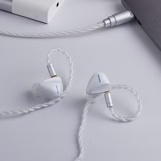 ACTIVO Scoop 5‑Driver Hybrid IEM – 3DD (8mm+2x6mm) + 2BA In‑Ear Monitors, Silver‑Plated OFC Cable with 3.5mm/4.4mm/USB‑C, Pebble Design 10Ω 105dB