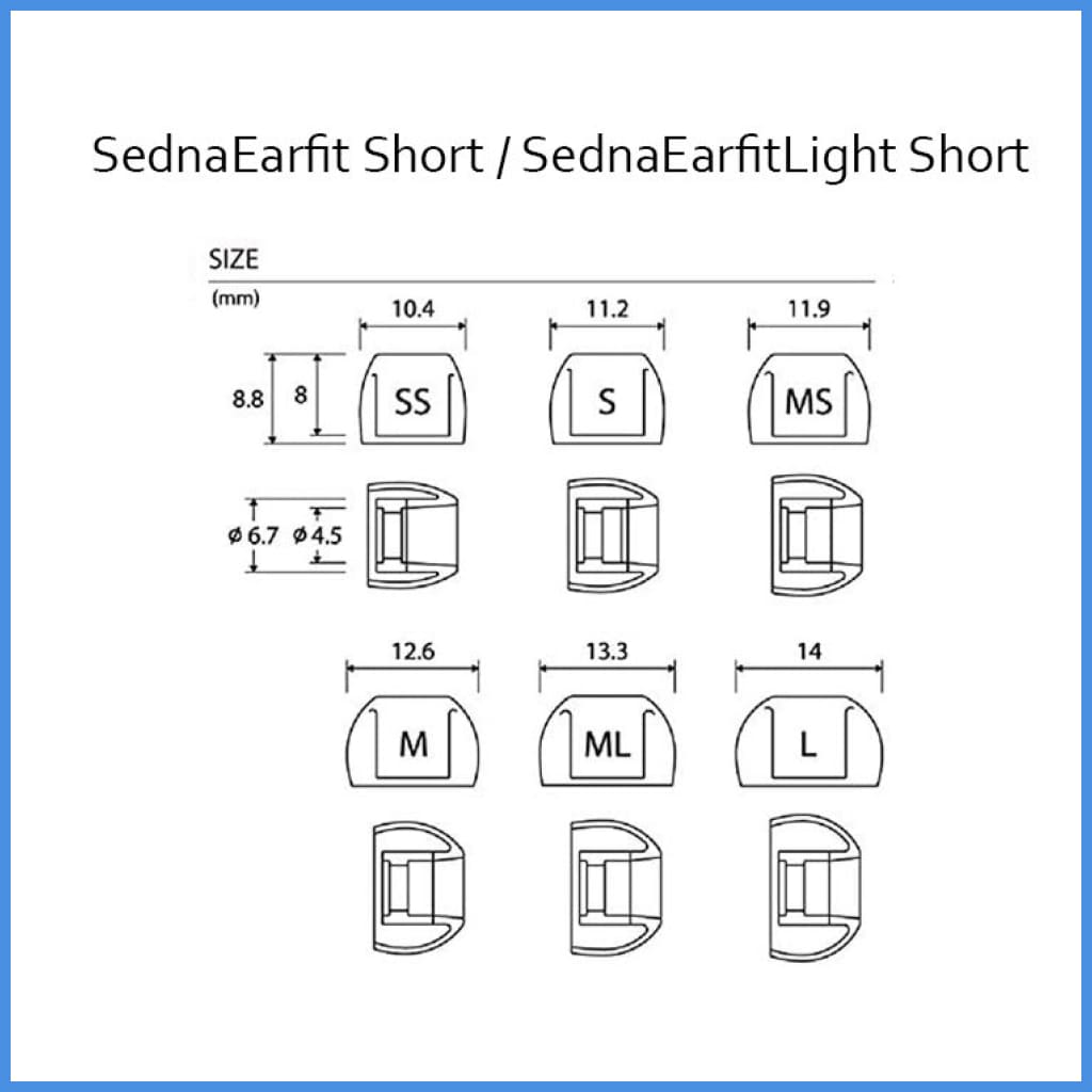 Azla Sedna Earfit Silicon Eartips 6 Sizes For In-Ear Monitor Iem Earphone Eartip