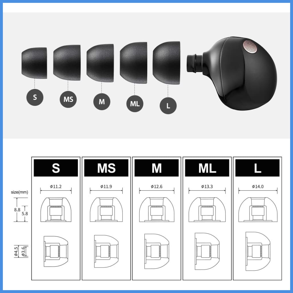AZLA SednaEarfit Foamax Foam Eartips for Earphone 5 Sizes