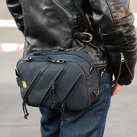 VanNuys D642 Nylon Triple Zipper Cross-Body Shoulder Bag Black Made In Japan