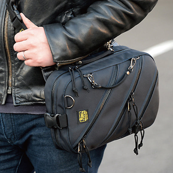 VanNuys D642 Nylon Triple Zipper Cross-Body Shoulder Bag Black Made In Japan