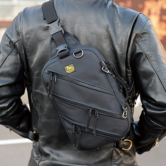 VanNuys D642 Nylon Triple Zipper Cross-Body Shoulder Bag Black Made In Japan