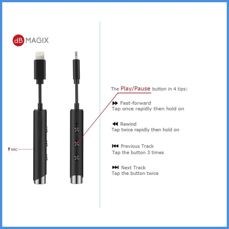 dB MAGIX AC3 Lightning to 3.5mm Headphone DAC Amplifier for iPhone X i