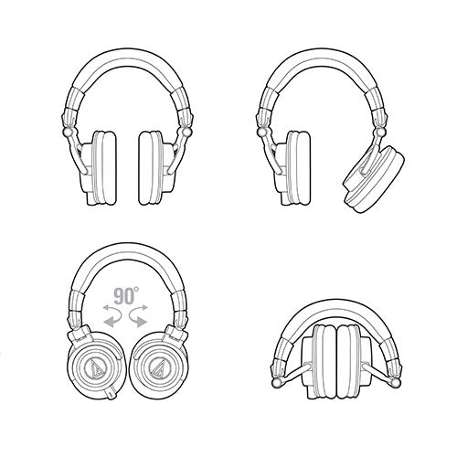 Audio Technica ATH-M50x Professional Monitor Wired Headphones with 3 Cables