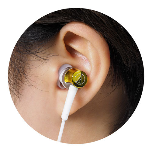 Audio‑Technica ATH‑CKR30iS In‑Ear Headphones for Smartphone – 9.8 mm Dynamic Drivers, Machined Brass Stabilizers, Inline Mic & Remote, 16 Ω Wired Earphones for Music, Calls & Video