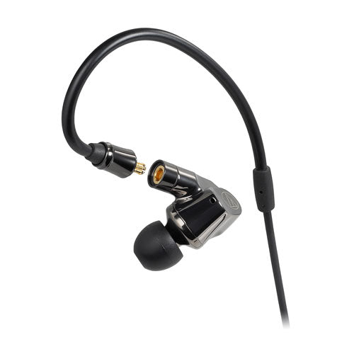 Audio-Technica ATH-IEX1 Hybrid IEM – Dual Dynamic DD + 2 BA Drivers, Titanium Housing, A2DC 3.5mm/4.4mm Balanced Cable, Hi-Res 5-50kHz 5Ω In-Ear Headphones