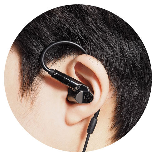 Audio-Technica ATH-IEX1 Hybrid IEM – Dual Dynamic DD + 2 BA Drivers, Titanium Housing, A2DC 3.5mm/4.4mm Balanced Cable, Hi-Res 5-50kHz 5Ω In-Ear Headphones