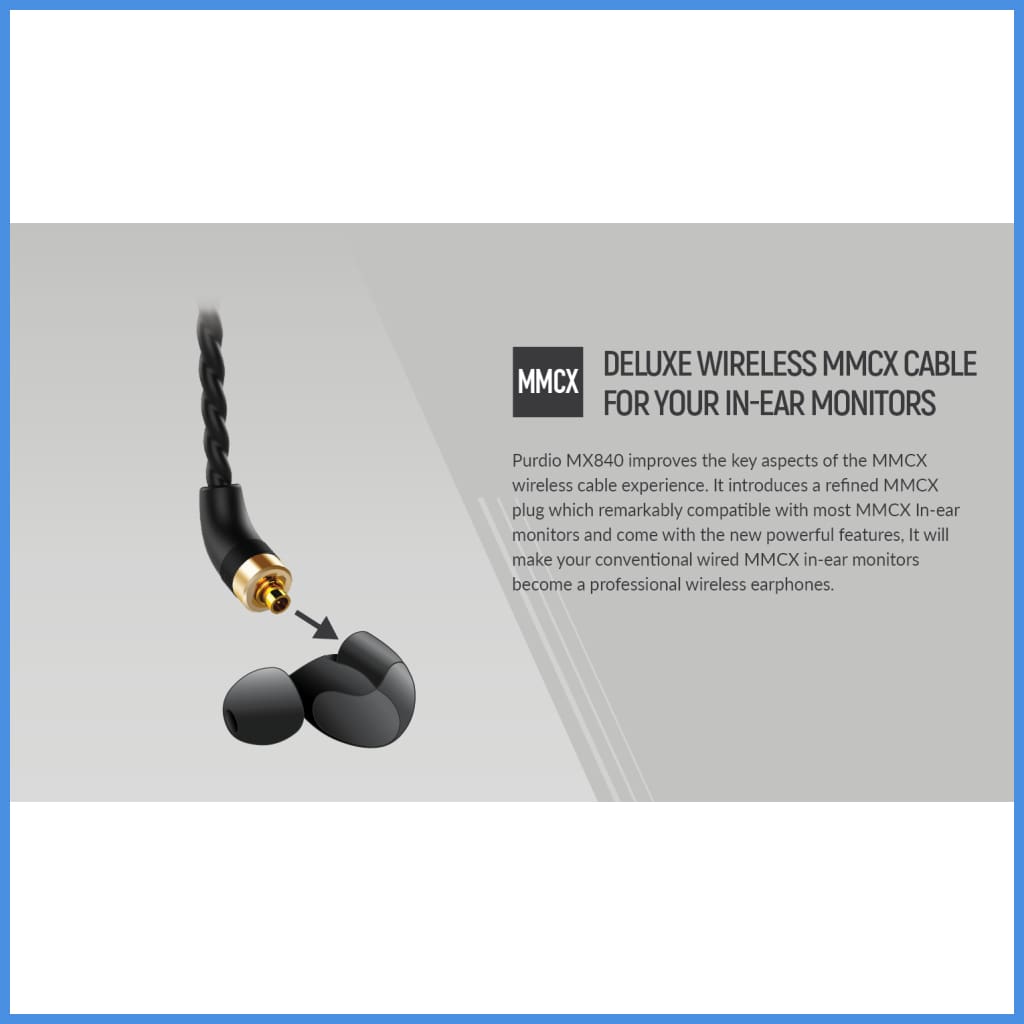 Purdio Deluxe Mx840 Wireless Bluetooth Cable For Mmcx Upgrade Cable