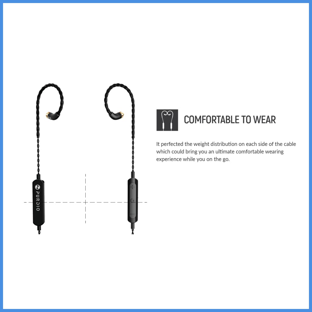 Purdio Deluxe Mx840 Wireless Bluetooth Cable For Mmcx Upgrade Cable