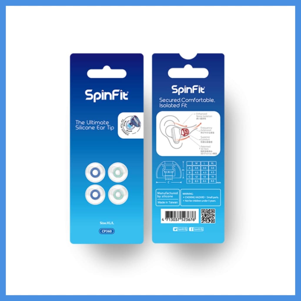 Spinfit Cp360 Single Flange Eartips 2 Pairs Different Sizes For True Wireless Earphones Extra Large