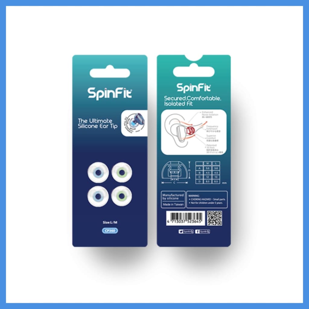 Spinfit Cp360 Single Flange Eartips 2 Pairs Different Sizes For True Wireless Earphones Large L