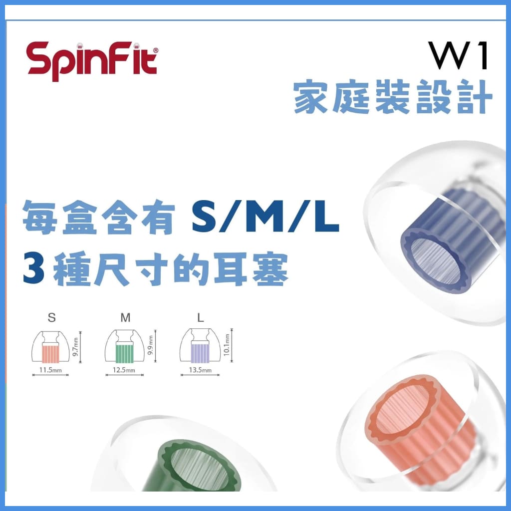 Spinfit W1 Eartips With Double Wave Core For Iem In-Ear Monitor Earphone Eartip
