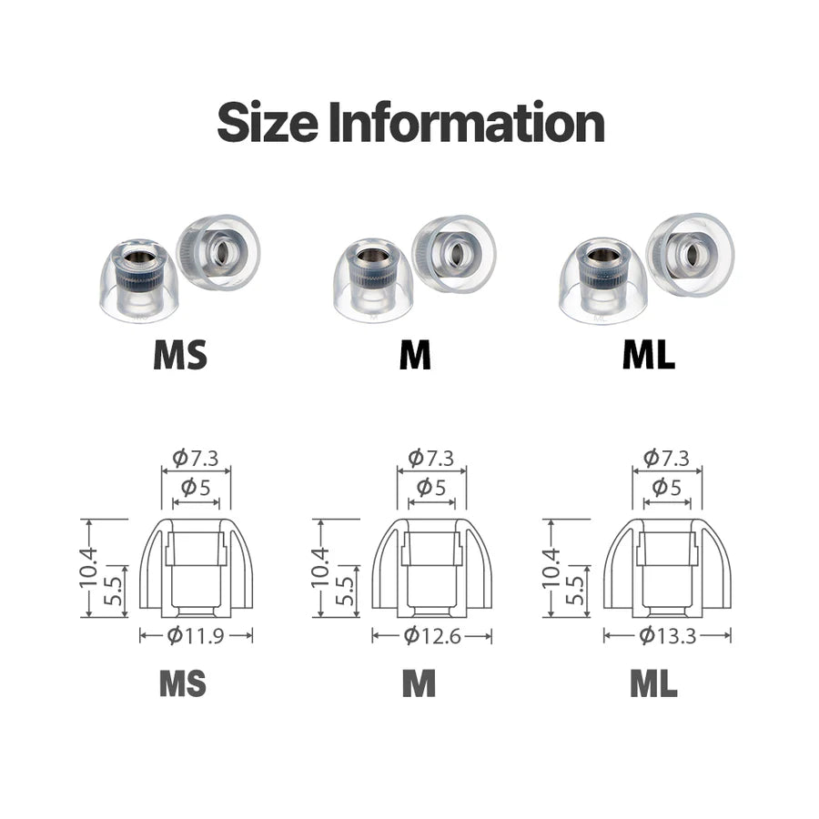 AZLA SednaEarfit Mithryl Stainless Steel Core Eartips for In-Ear Monitor IEM Earphone 1 Pair Made In Korea